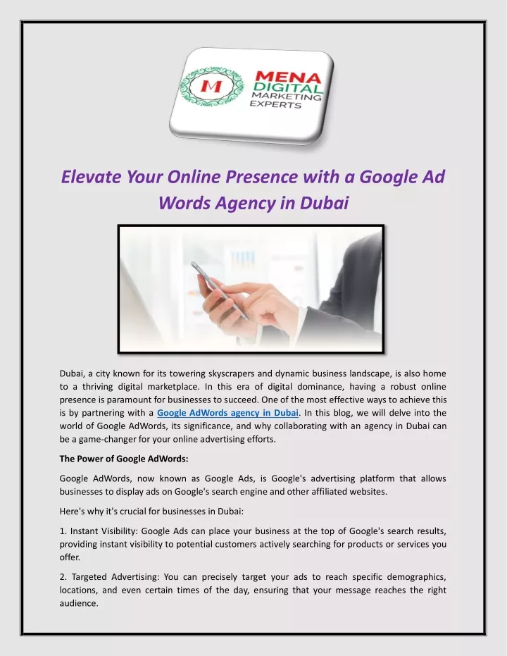 elevate your online presence with a google