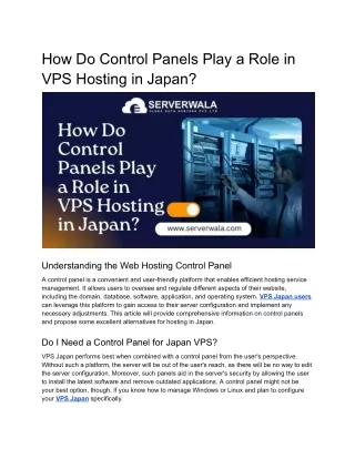 How control panels play a role in VPS hosting Japan