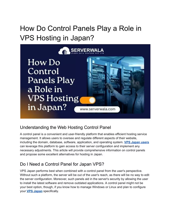 how do control panels play a role in vps hosting