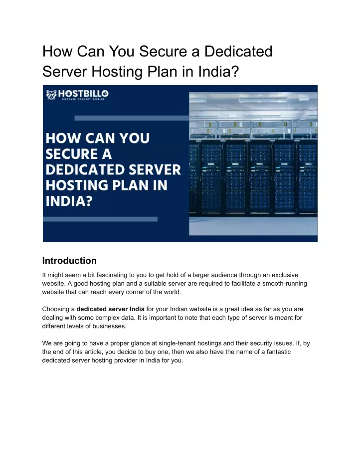 how can you secure a dedicated server hosting