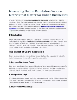 measuring online reputation success metrics that