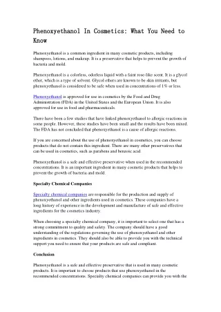 phenoxyethanol in cosmetics what you need