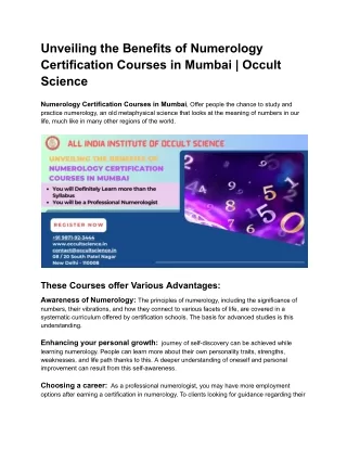 Unveiling the Benefits of Numerology Certification Courses in Mumbai