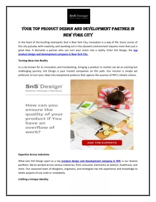 Your Top Product Design and Development Partner in New York City