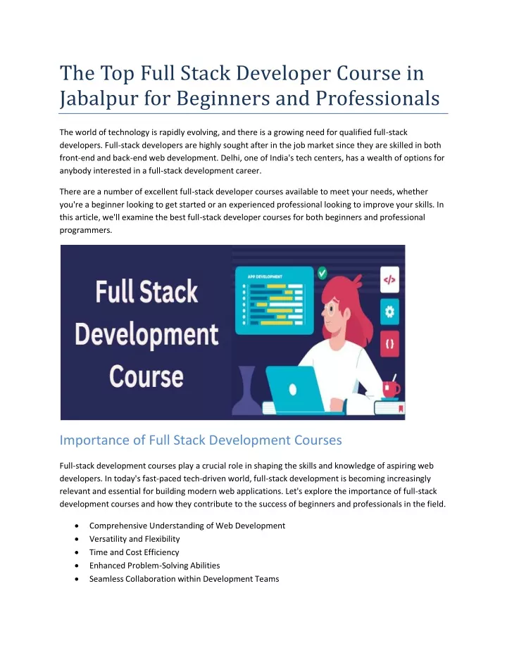 the top full stack developer course in jabalpur