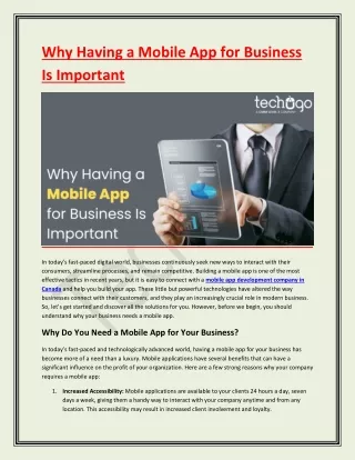 why having a mobile app for business is important