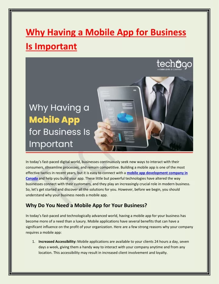 why having a mobile app for business is important
