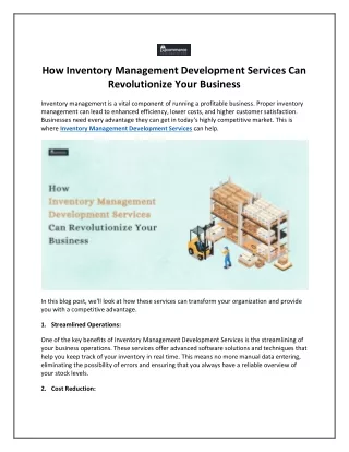 How Inventory Management Development Services Can Revolutionize Your Business