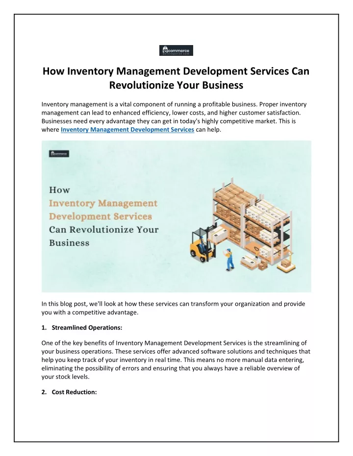 how inventory management development services
