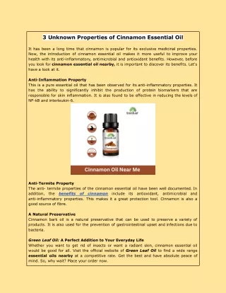 3 Unknown Properties of Cinnamon Essential Oil