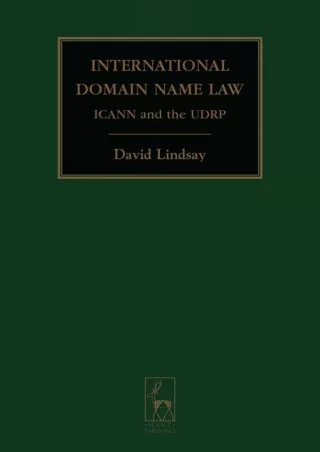 Download [PDF] International Domain Name Law: ICANN and the UDRP