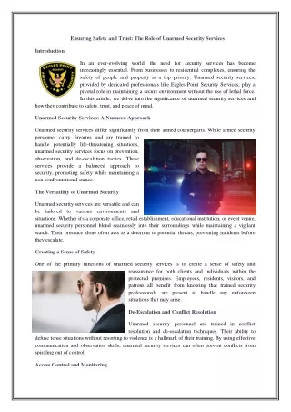 Ensuring Safety and Trust  The Role of Unarmed Security Services