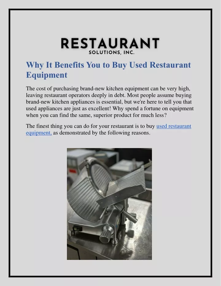 why it benefits you to buy used restaurant