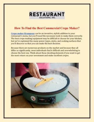 How To Find the Best Commercial Crepe Maker 2