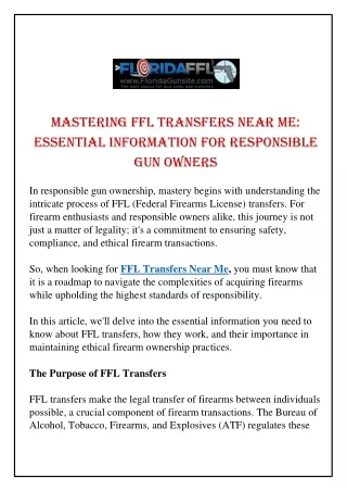 Mastering FFL Transfers Near Me: Essential Information for Responsible  Gun Owne