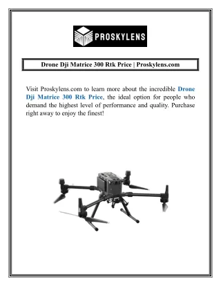 Drone Dji Matrice 300 Rtk Price  Proskylens.com