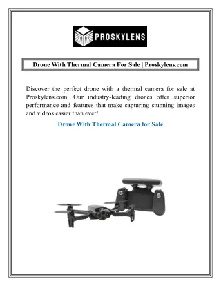 Drone With Thermal Camera For Sale  Proskylens.com