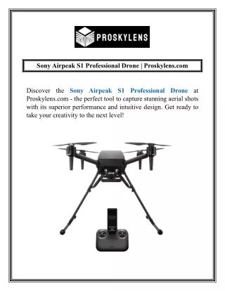 Sony Airpeak S1 Professional Drone  Proskylens.com