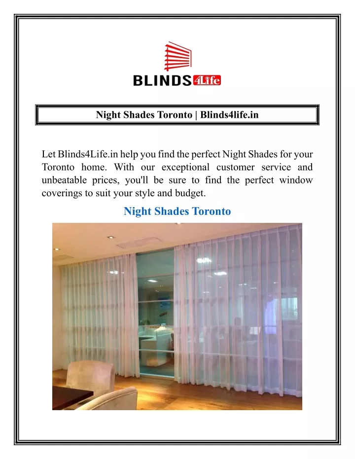 night shades toronto blinds4life in
