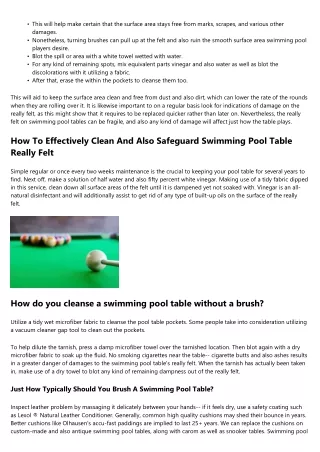 Just How To Deal With Your Swimming Pool Table