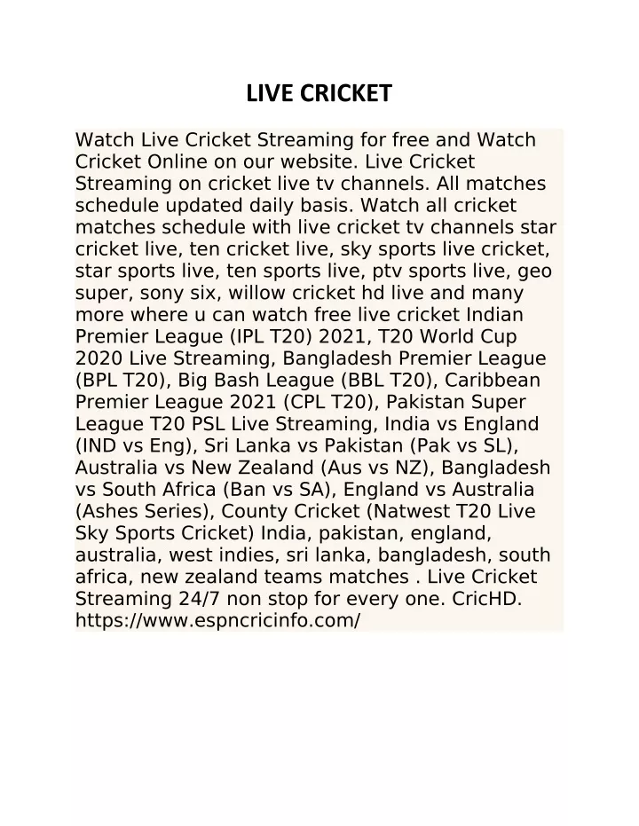 live cricket