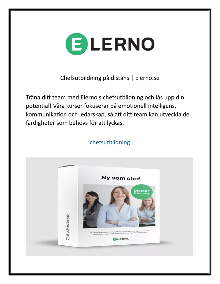 chefsutbildning p distans elerno se