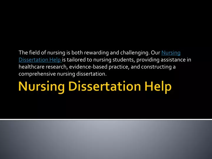 nursing dissertation help