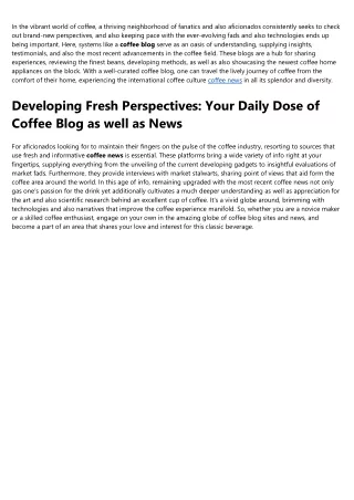 in the vibrant world of coffee a thriving