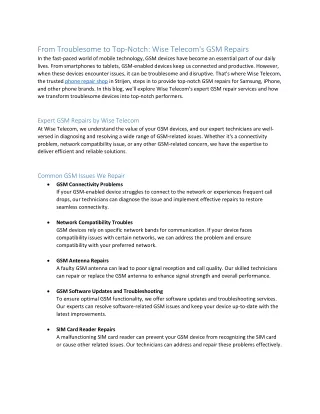 From Troublesome to Top-Notch- Wise Telecom's GSM Repairs