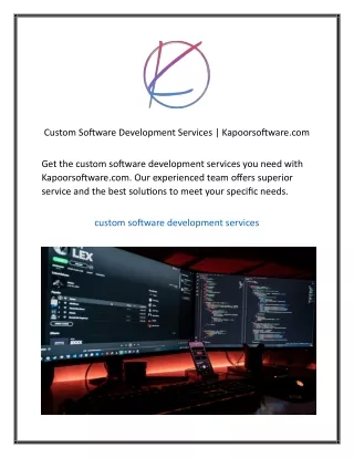 Custom Software Development Services Kapoorsoftware