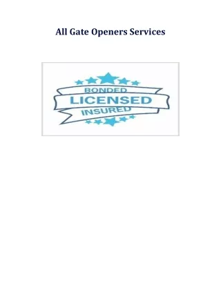 All Gate Openers Services