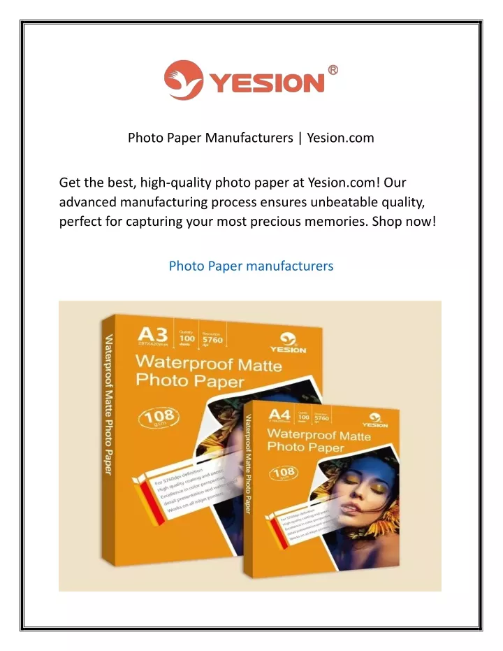photo paper manufacturers yesion com