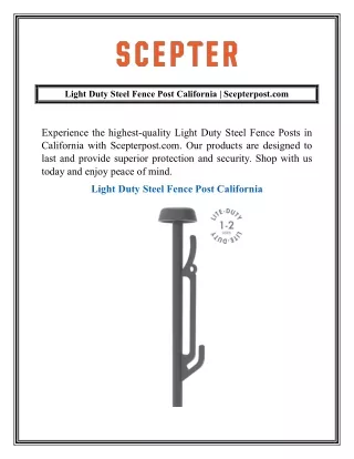 Light Duty Steel Fence Post California  Scepterpost.com