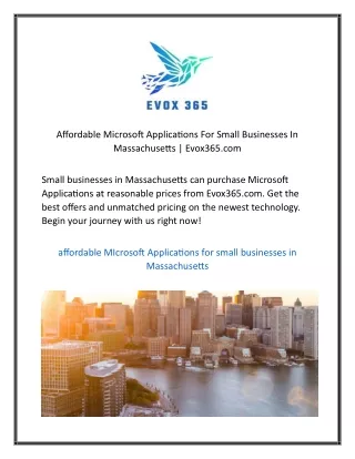 Affordable Microsoft Applications For Small Businesses In Massachusetts Evox365