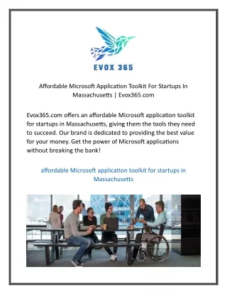 Affordable Microsoft Application Toolkit For Startups In Massachusetts Evox365