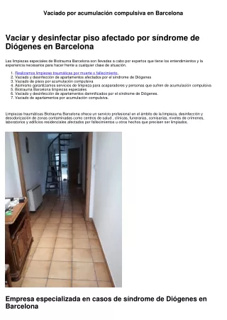 Vaciado por acumulación compulsiva en Barcelona