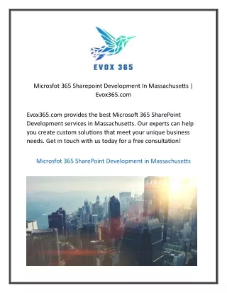 Microsfot 365 Sharepoint Development In Massachusetts Evox365