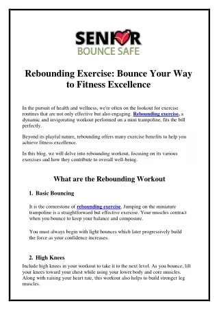 Revitalize Your Wellness With The Energizing Exercises Of Rebounding For Seniors