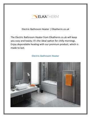 Electric Bathroom Heater Elkatherm.co.uk