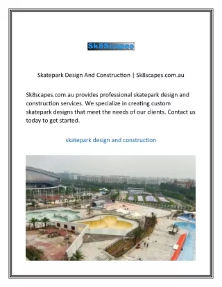 Skatepark Design And Construction  Sk8scapes.com