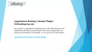 Appointment Booking Calendar Plugin  Getbookingswp.com