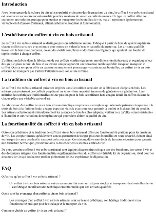 Coffret à vin en bois artisanal: l'alliance parfaite entre esthétisme, tradition