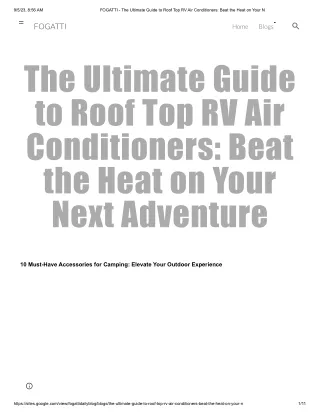 FOGATTI - The Ultimate Guide to Roof Top RV Air Conditioners_ Beat the Heat on Your N