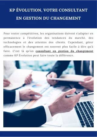 Kp Évolution, Votre Consultant en Gestion Du Changement