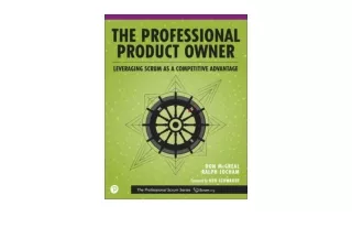 Ebook download The Professional Product Owner Leveraging Scrum as a Competitive