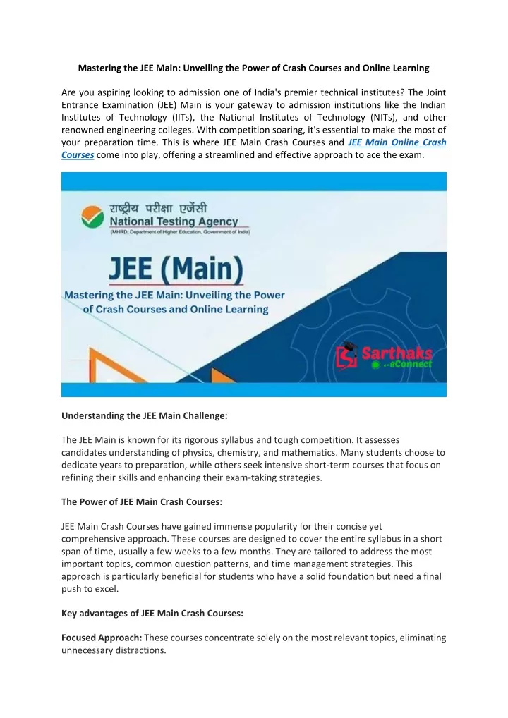 mastering the jee main unveiling the power