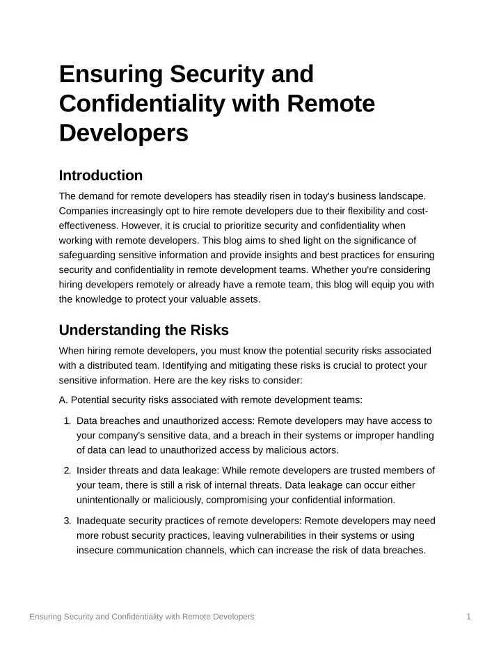 ensuring security and confidentiality with remote