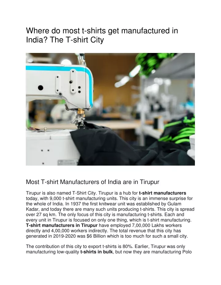 where do most t shirts get manufactured in india