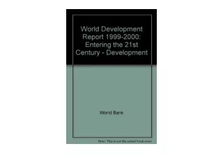 Ebook download World Development Report 1999 2000 Entering the 21st Century Deve