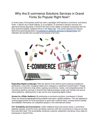 Why Are E-commerce Solutions Services in Grand Forks So Popular Right Now?
